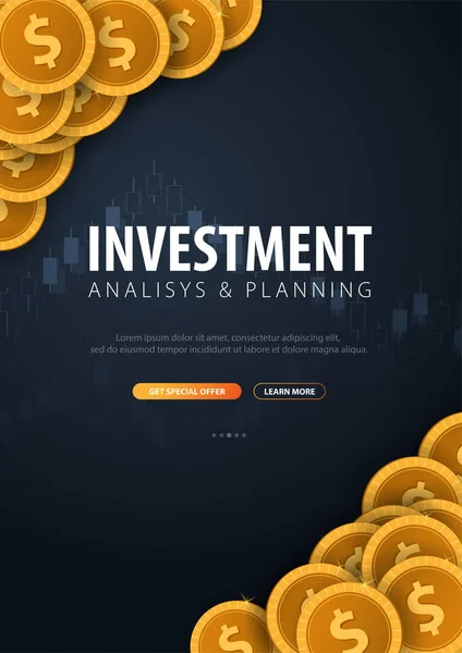 Віддача Від Інвестицій Roi Ринку Фінанси Торгівля Інвестиції Монети Свічка — стоковий вектор