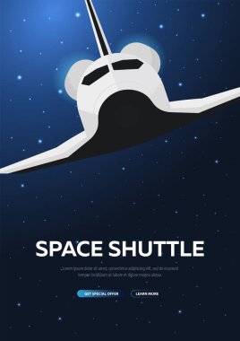 Uzay mekiği. Astronomik galaxy alan arka plan. Vektör çizim.