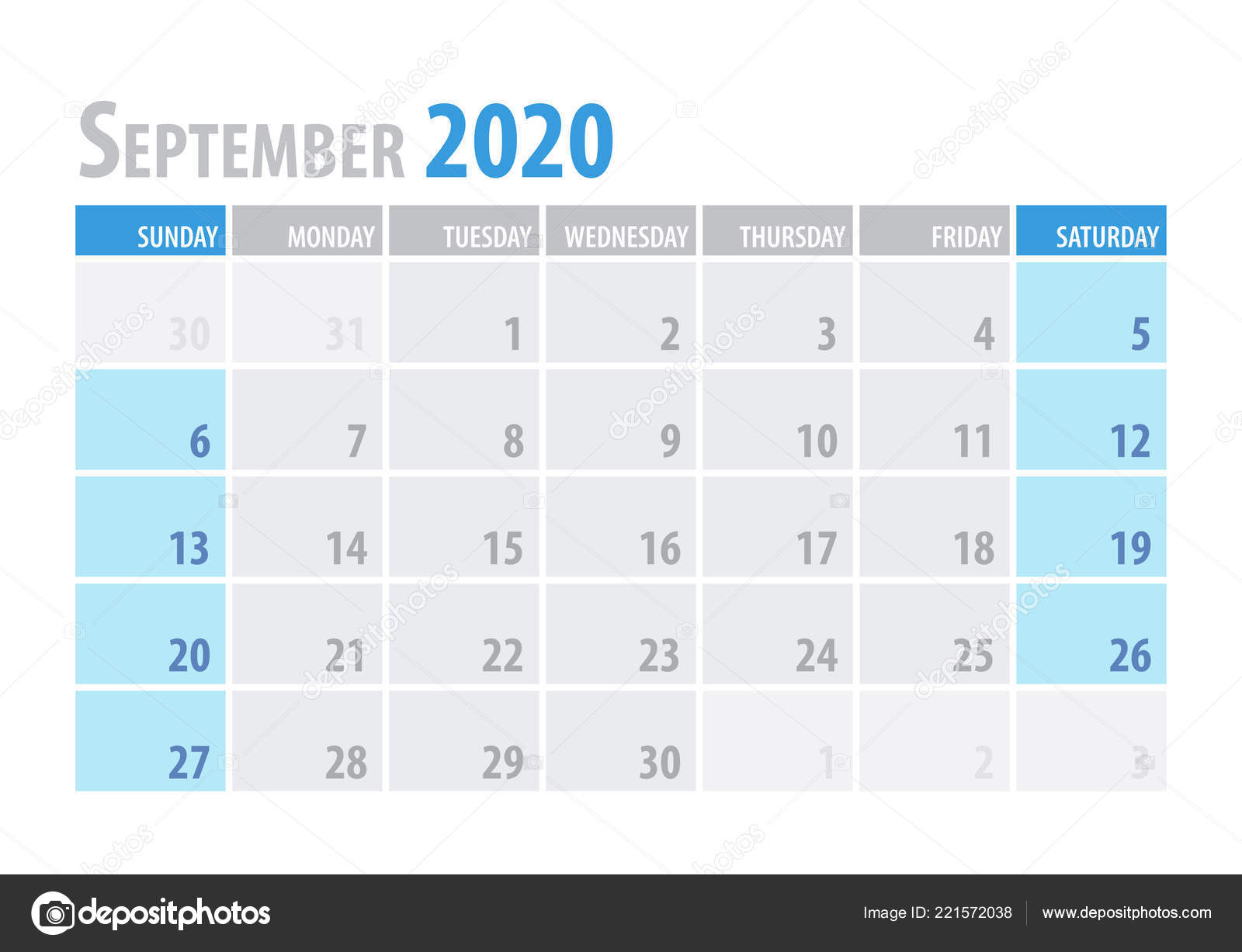 septiembre calendario planificador 2020 en estilo simple de calendario de septiembre 2020