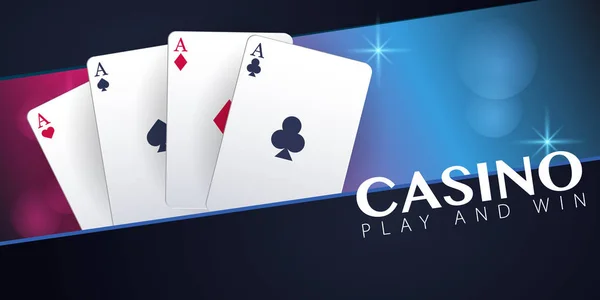 Casino Banner mit Casino Chips und Karten. Pokerclub Texas Holdem. Vektorillustration. — Stockvektor