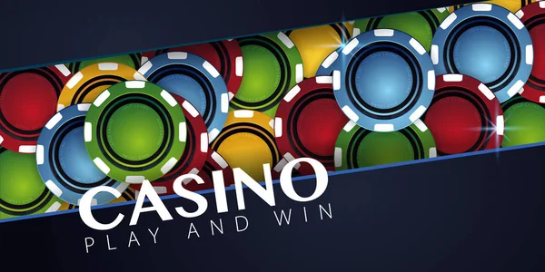 Banner de casino con fichas y tarjetas de casino. Club de póquer Texas Holdem. Ilustración vectorial . — Archivo Imágenes Vectoriales