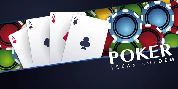 Casino Banner Mit Casino Chips Und Karten Pokerclub Texas Holdem — Stockvektor