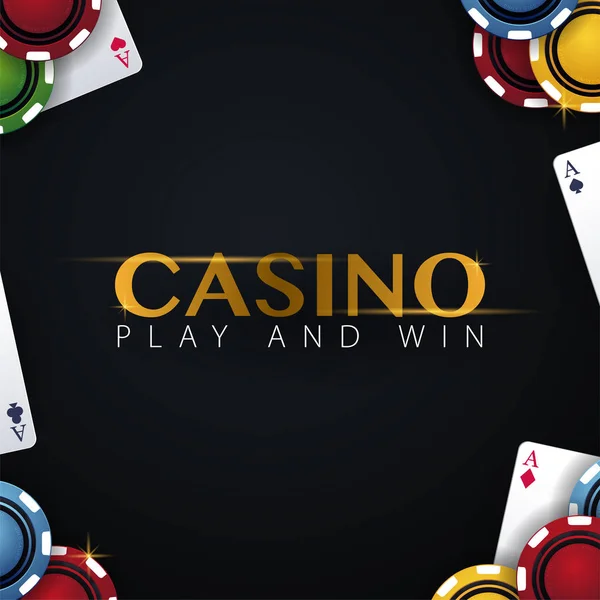 Casino Banner mit Casino Chips und Karten. Pokerclub Texas Holdem. Vektorillustration. — Stockvektor