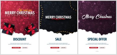 Mutlu Noeller ve mutlu yeni yıl. Arka el-beraberlik Noel doodle öğelerle ayarlayın. Vektör çizim