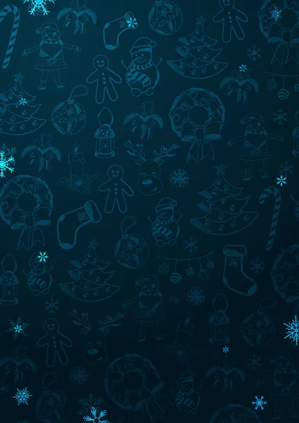 С Рождеством и Новым годом. Фон с элементами рисования рождественских каракулей вручную. Векторная иллюстрация . — стоковый вектор