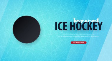 Hokey arka plan puck ve doodle elemanları ile. Vektör çizim.