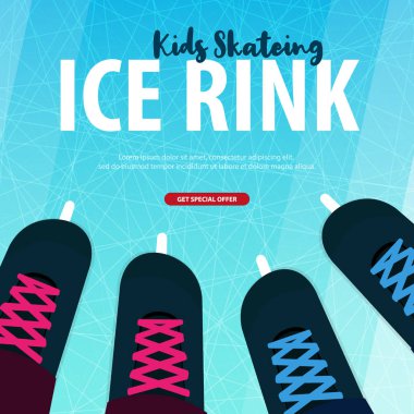 Banner with Ice skates. Figure skating. Texture of ice surface. Winter sports. Vector illustration background. clipart