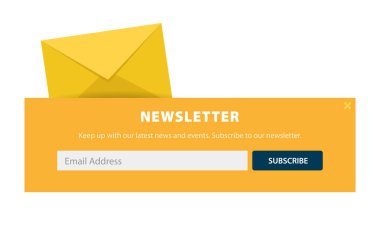 E-posta abone, online haber bülteni, Gönder düğmesini. Zarf ve düğmesini abone. UI Ux tasarım. Vektör çizim.
