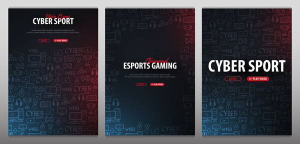 Set of Cyber Sport banners. Esports Gaming. Video Games. Live streaming game match. Vector illustration