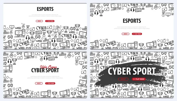 Set de banners Cyber Sport. Esports Gaming. Videojuegos. Partido de streaming en vivo. Ilustración vectorial . — Vector de stock