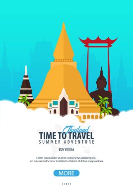 Tayland. Seyahat afiş vakti. Vektör çizim.