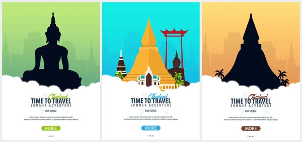 Thailand. Time to Travel set of banners. Vector illustration. — Stock Vector