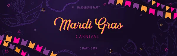 Fiesta de carnaval de Mardi gras. Enmascarada. Gordo martes, festival. Ilustración vectorial . — Archivo Imágenes Vectoriales