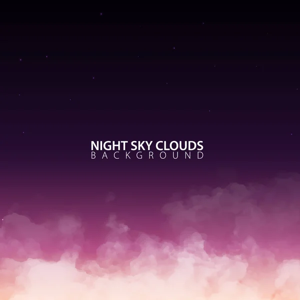 Night sky with white realistic clouds. Vector Illustration. — Stock Vector