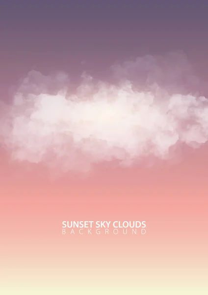 Zonsondergang avondlucht met witte realistische wolken. Vectorillustratie. — Stockvector