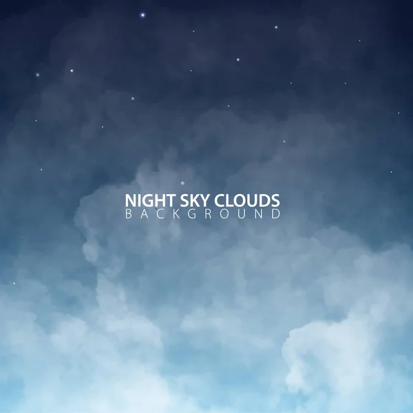 Night sky with white realistic clouds. Vector Illustration. — Stock Vector