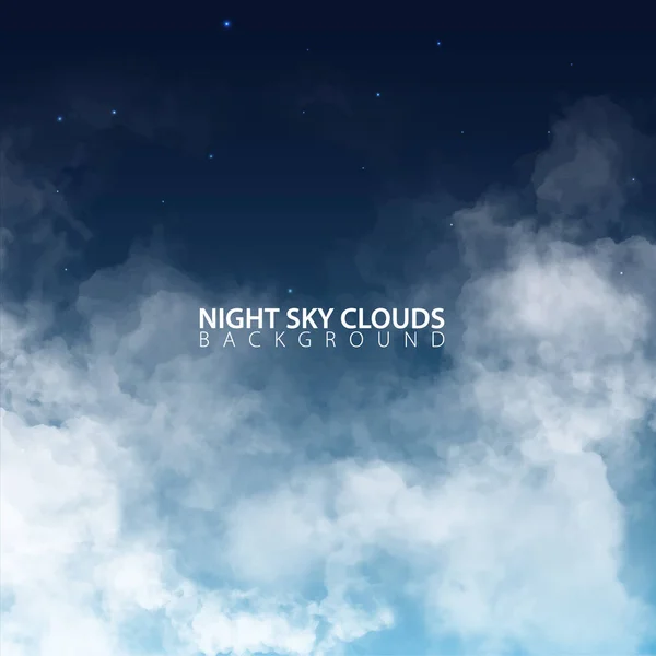 Nachtelijke hemel met witte realistische wolken. Vectorillustratie. — Stockvector