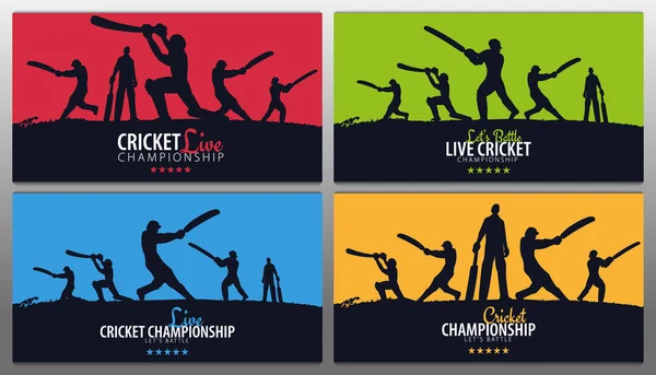 Cricket Championship banner ou cartaz, design com jogadores e morcegos. Ilustração vetorial . —  Vetores de Stock