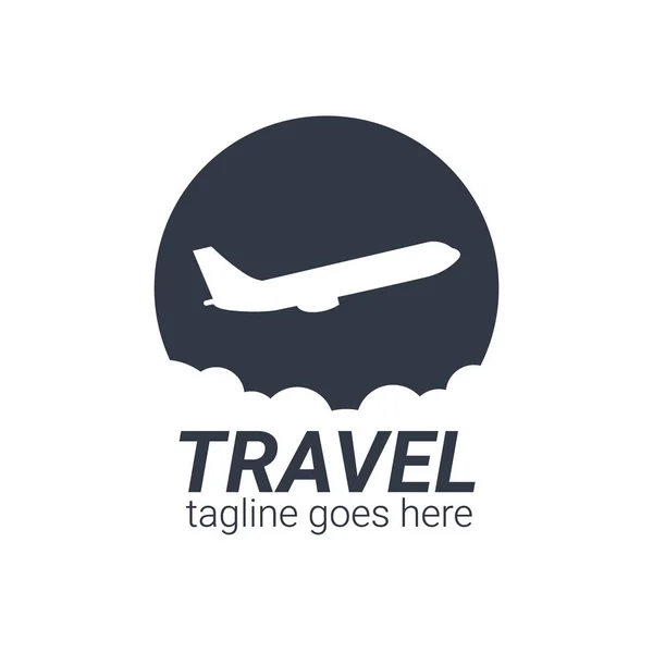 Travel logo template with airplane. Vector illustration. — Stock Vector