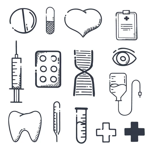 Farmacia e set di icone mediche. Pillole, compresse vitaminiche, farmaci. Illustrazione vettoriale . — Vettoriale Stock