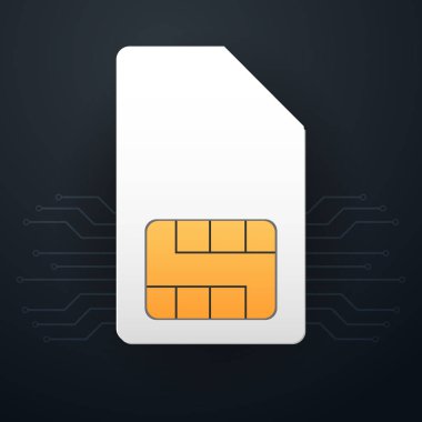 Telefon Sim kartı mobil ağ. Teknoloji kavramı. Vektör çizim.