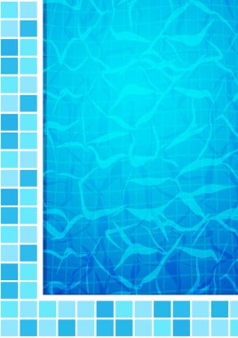 Yüzme havuzu alt kostikler dalgalanma ve dalgalar arka plan ile akış. Su yüzeyinin dokusu. Havai görünüm. Vektör çizimi.