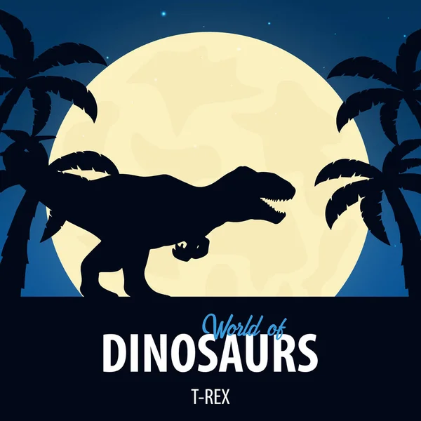 Banner World of dinosaurs. Mundo pré-histórico. T-rex. Período cretáceo . — Vetor de Stock