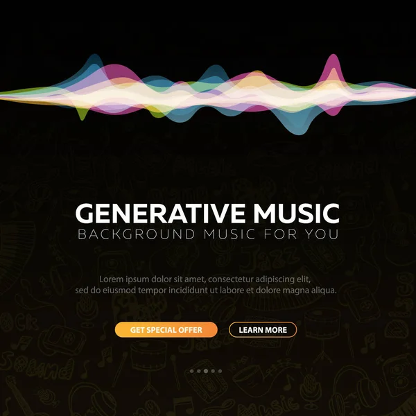Generative Musik. Musik von ai. Vektorillustration. — Stockvektor