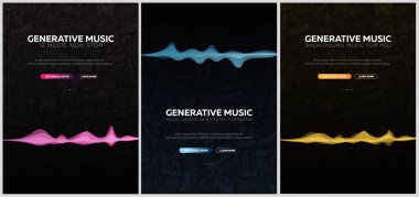 Set of Generative Music banners. Music created by AI. Vector Illustration. clipart