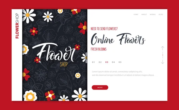 Modello di design della pagina Web per Flower Shop o Floristic. Moderno concetto di illustrazione vettoriale di design per sito web e interfaccia utente o UX . — Vettoriale Stock