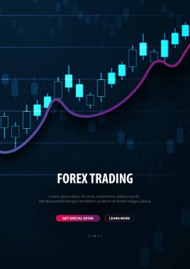 Forex Ticaret Sinyalleri. Finansal piyasada mum çubuğu grafiği. Vektör çizimi.