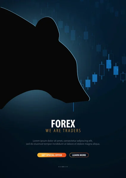 Forex. Bandiera di borsa. I tori e gli orsi lottano. Illustrazione vettoriale . — Vettoriale Stock