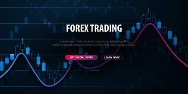 Forex Ticaret Sinyalleri. Finansal piyasada mum çubuğu grafiği. Vektör çizimi.