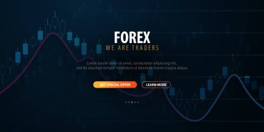 Forex Ticaret Sinyalleri. Finansal piyasada mum çubuğu grafiği. Vektör çizimi.