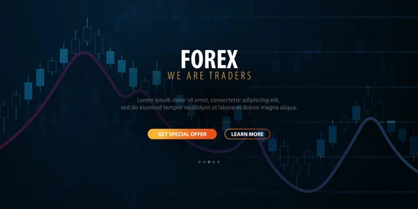 Segnali Forex Trading. Grafico dei candelieri nei mercati finanziari. Illustrazione vettoriale . — Vettoriale Stock