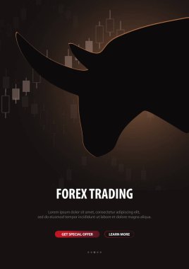Forex. Borsa işlem sancağı. Boğalar ve ayılar boğuştu. Vektör çizimi.
