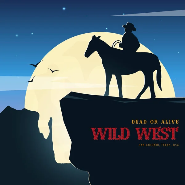 Cowboy-Banner. Wilder Westen und Rodeo mit Pferd. texas. Vektorillustration. — Stockvektor