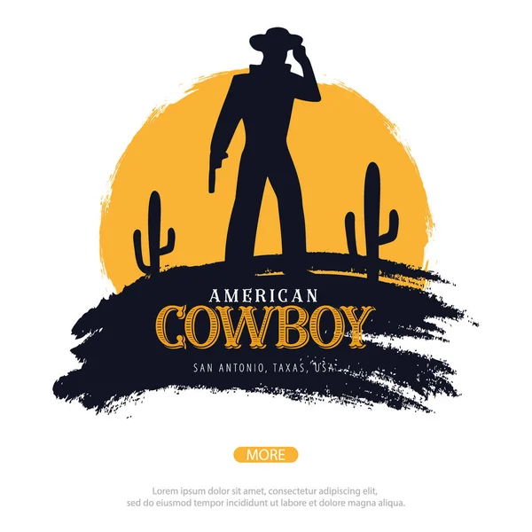 Cowboy banner. Wild West en Rodeo met paard. Texas. Vector illustratie. — Stockvector