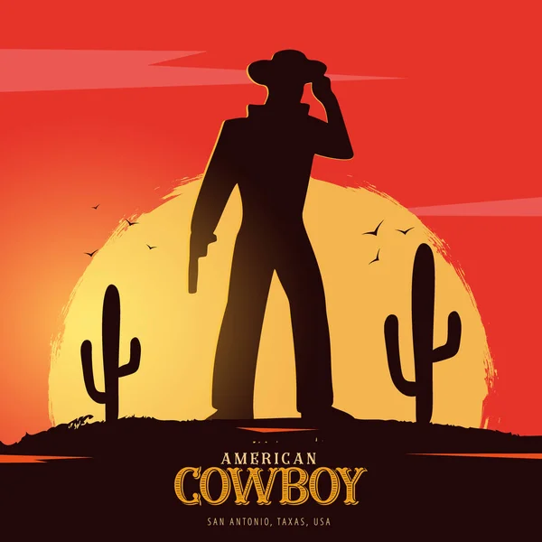 Bandeira de cowboy. Wild West e Rodeo com cavalo. Texas. Ilustração vetorial . —  Vetores de Stock