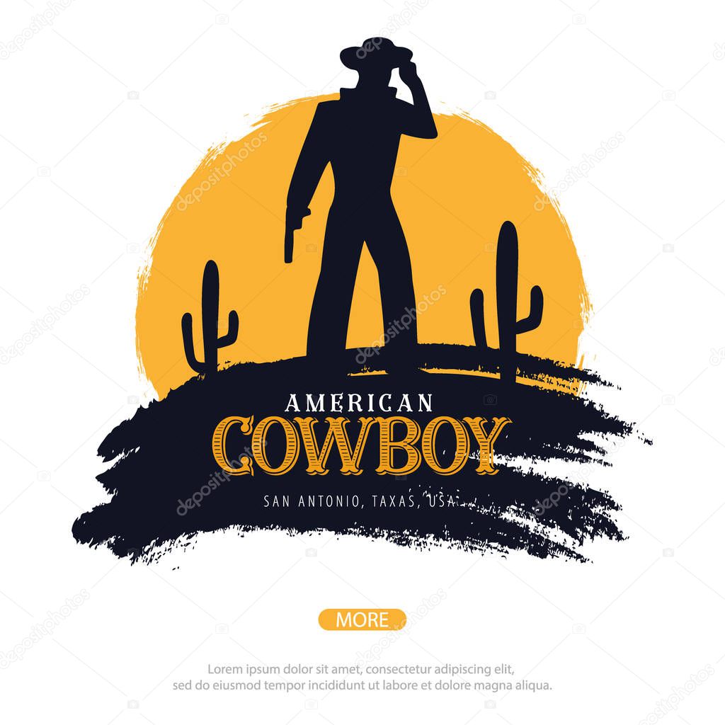 Cowboy banner. Wild West and Rodeo with horse. Texas. Vector illustration.