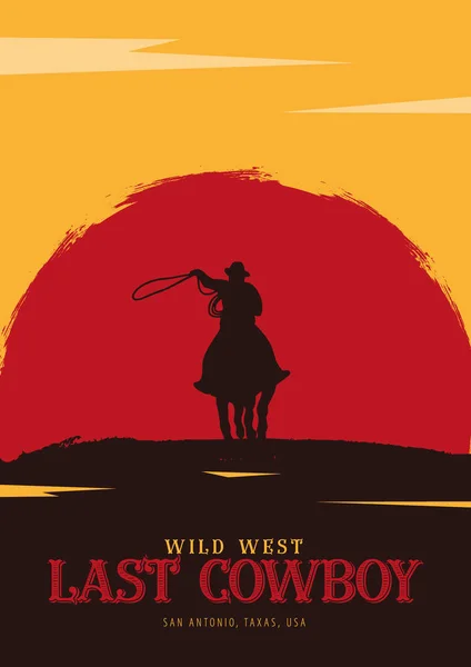 Banner de vaquero. Wild West y Rodeo con caballo. Texas. Ilustración vectorial . — Vector de stock