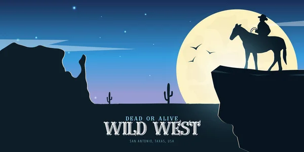 Cowboy-Banner. Wilder Westen und Rodeo mit Pferd. texas. Vektorillustration. — Stockvektor