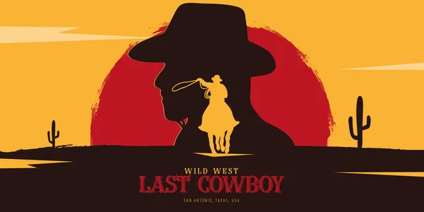Cowboy-Banner. Wilder Westen und Rodeo mit Pferd. texas. Vektorillustration. — Stockvektor