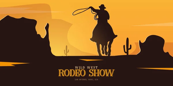 Ковбойский баннер. Дикий Запад и Родео с лошадью. Техас. Векторная иллюстрация . — стоковый вектор