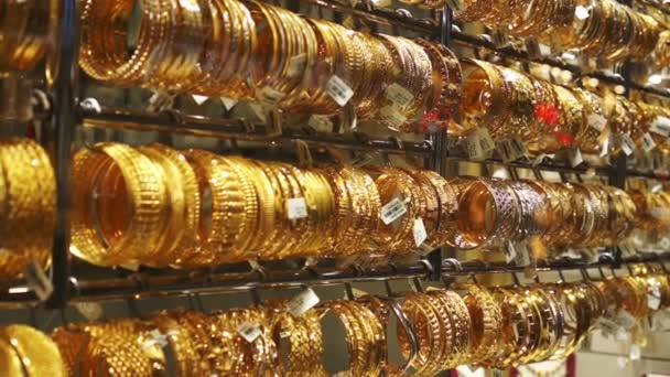 Dubai Golden Souk market di notte, Emirati Arabi Uniti . — Video Stock