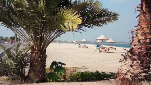 Belle plage de sable et mer dans le Dubaï . — Video