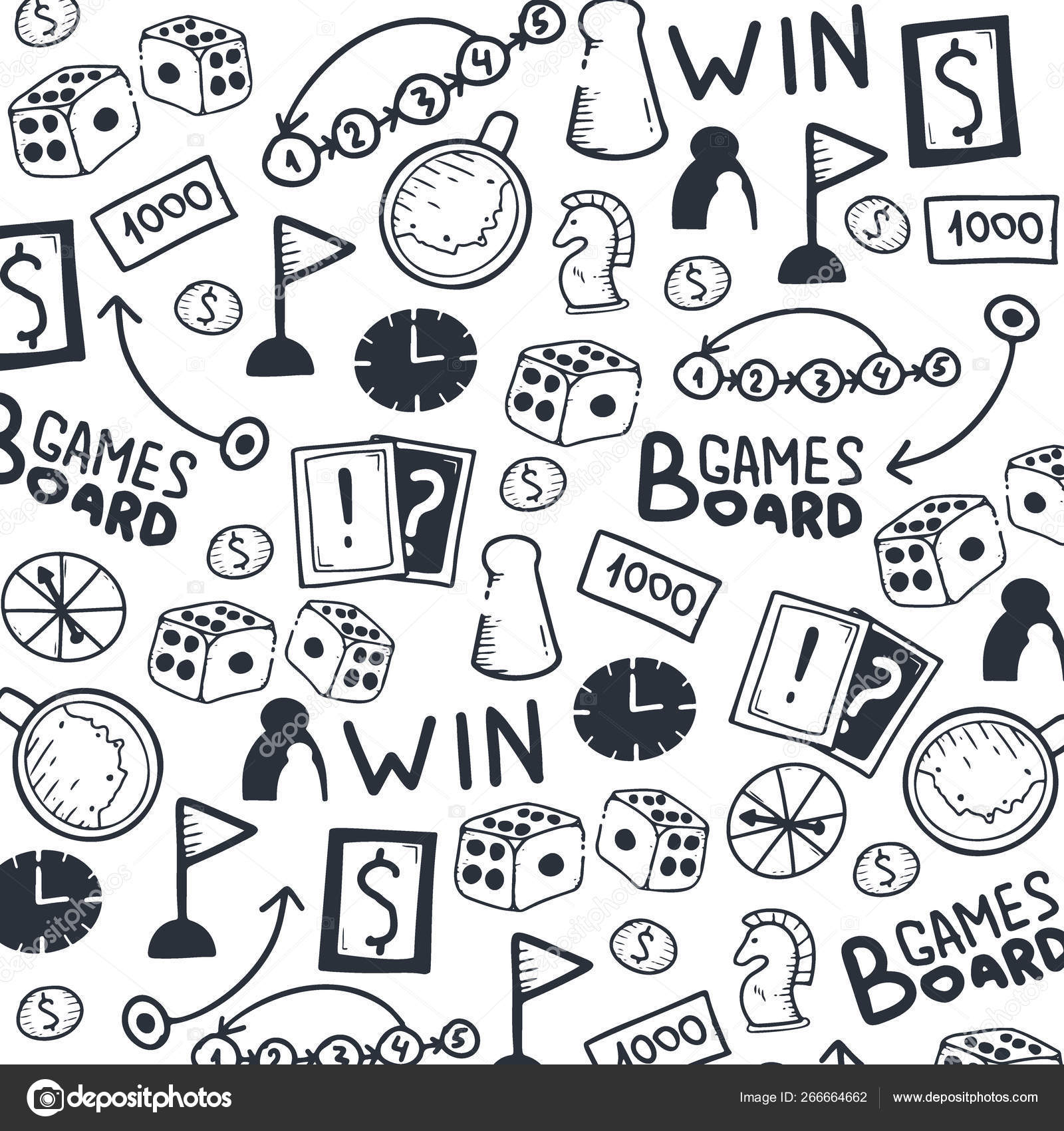 Board games set hand draw doodle elements Vector Image