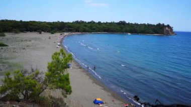 Phaselis'te tepeden Akdeniz'e manzara. Antik Likya şehri. Türkiye.