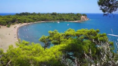 Phaselis'te tepeden Akdeniz'e manzara. Antik Likya şehri. Türkiye.
