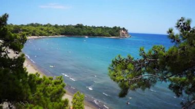Phaselis'te tepeden Akdeniz'e manzara. Antik Likya şehri. Türkiye.